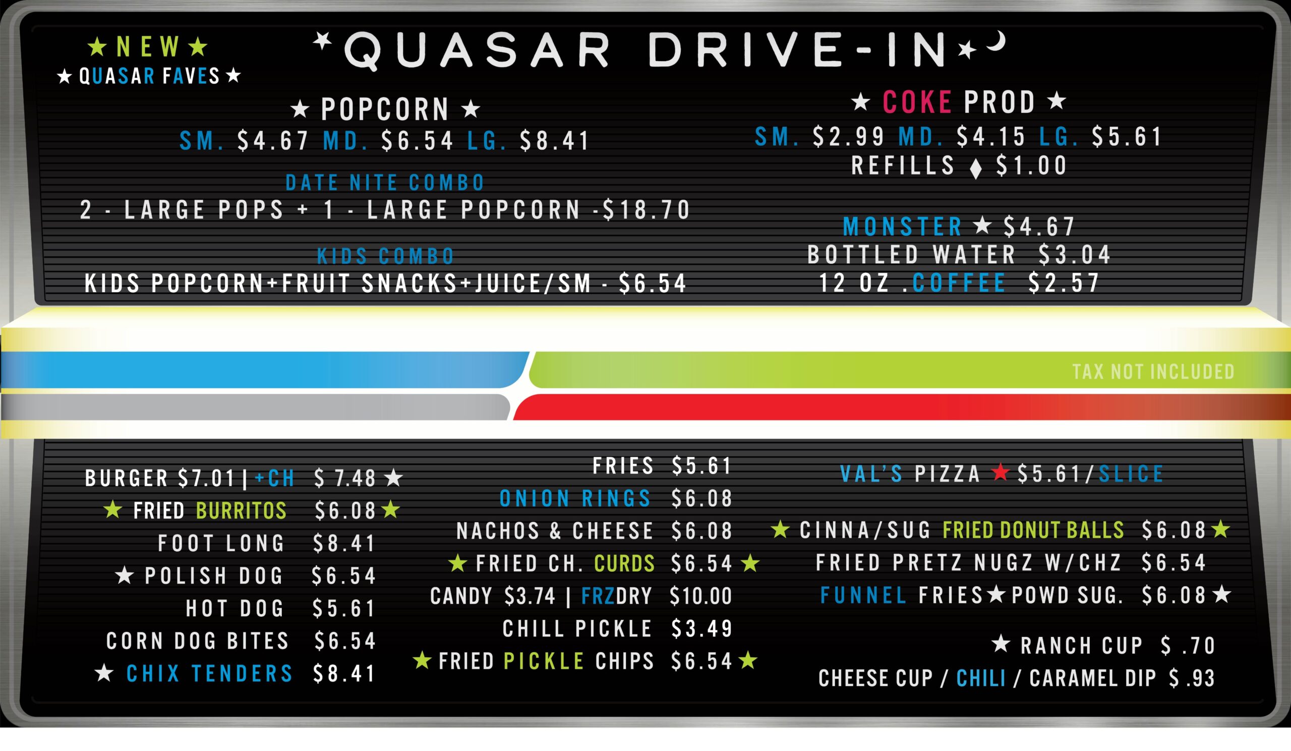 Quasar Drive-in Menu